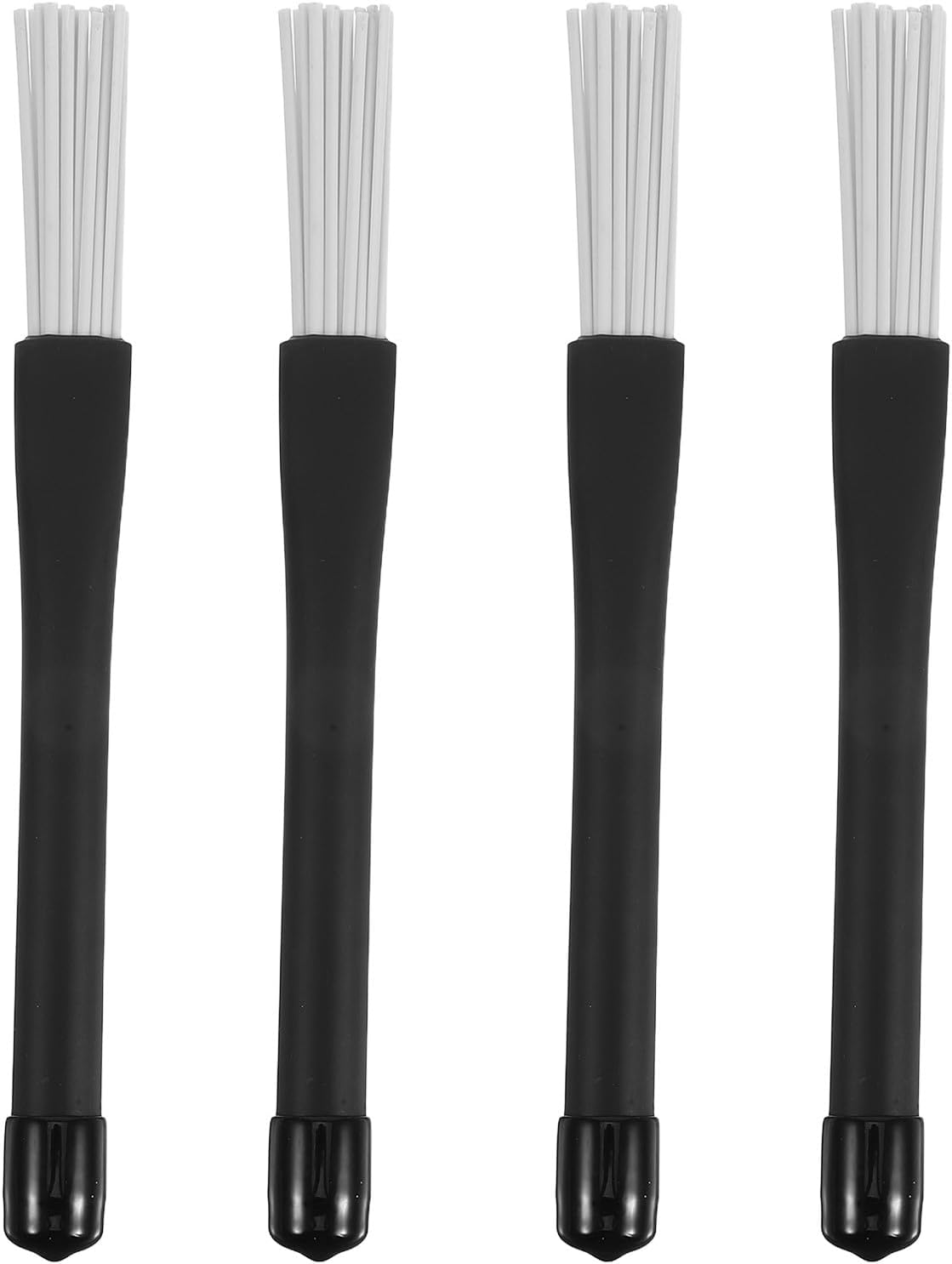 minkissy 4pcs Jazz Drum Brushes Set with Nylon Bristles, White Compact Sweeping Brushes for Acoustic Jazz Drummers, Portable Percussion Gear Accessories for Drum Set