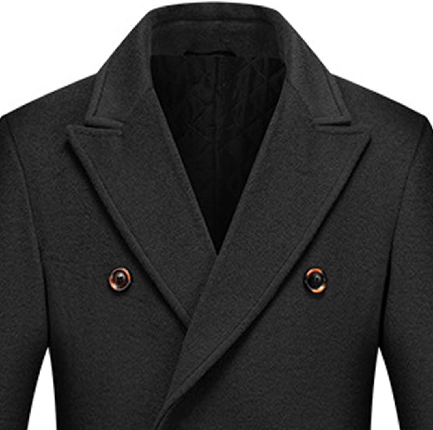 SOMTHRON Men's Winter Wool Blend Trench Coat Double Breasted Notched Lapel Jacket Quilted Lined Jacket Peacoat Overcoat - Image 2