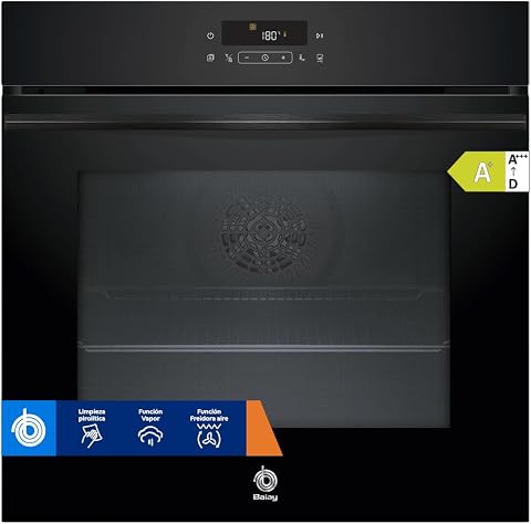 Balay – Horno con Vapor, Pirólisis, Freidora de aire, negro, 3HD5829N3 | Cocina platos más jugosos con el aporte de vapor y olvídate de limpiar con la Pirólisis.