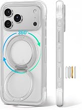 【HEIGKOIK】iPhone 17 Pro Max ケース MagSafe対応 360度回転リング 半透明マット(ホワイト)
