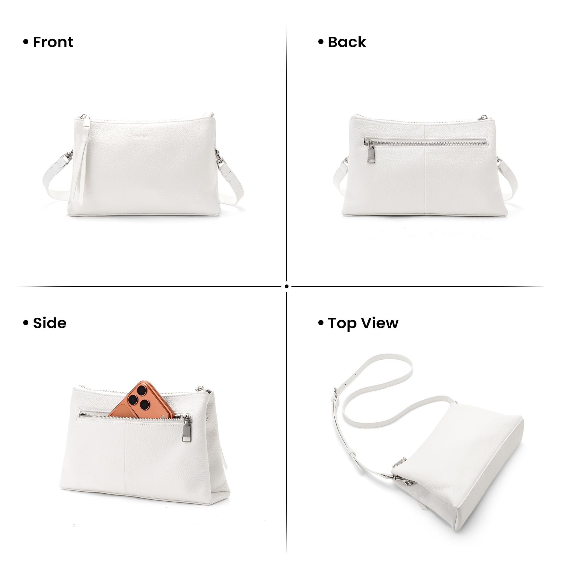 befen Echtleder Handtasche Damen Klein, RFID-Blockierung Umhängetasche Damen Leder Kleine Crossbody Bag Schultertaschen für Frauen mit Verstellbar Schultergurt für Reise, Arbeit, Einkaufen