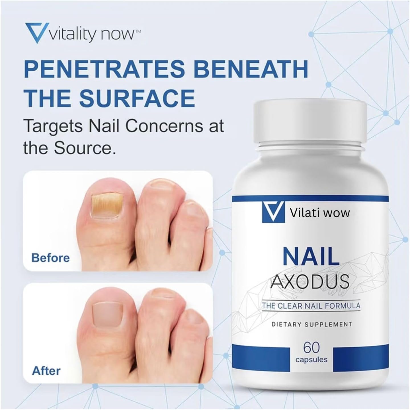 Nail Exodus - Vitality Healthy Nails - Premium Formula for Healthier Feet - 60 Capsules - Pack of 2