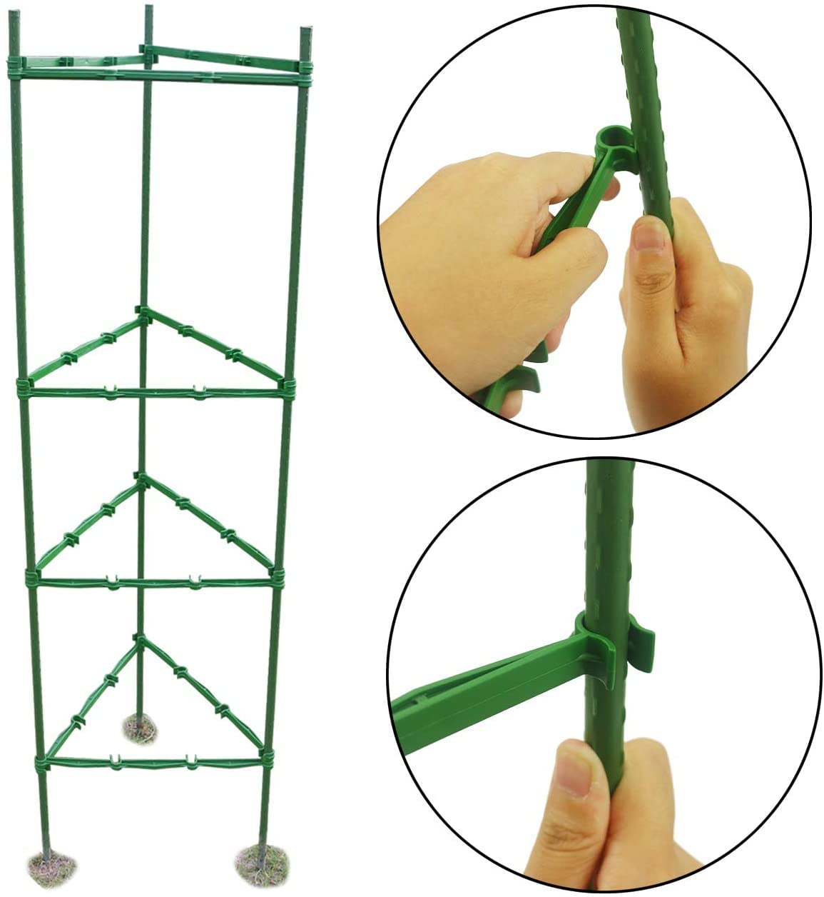 Kit Support Tomates 100 Bras Bois + 2 Boucles - Pour Piquets 11mm - Jardinage
