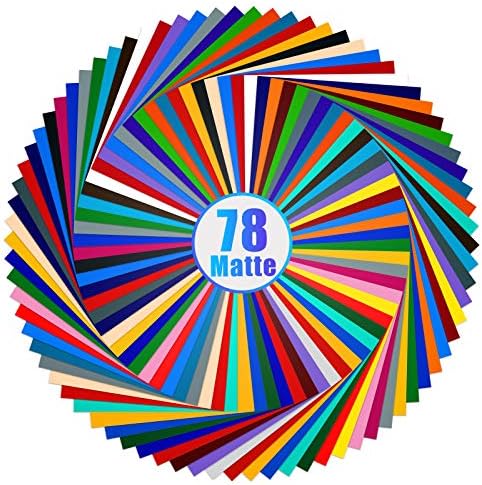 Lya Vinyl 78 Pack Matte Permanent Adhesive Vinyl, 39 Matte Colors Vinyl Sheets for Cricut and Silhouette, Party Decoration, Sticker, Craft Cutter, Car Decal