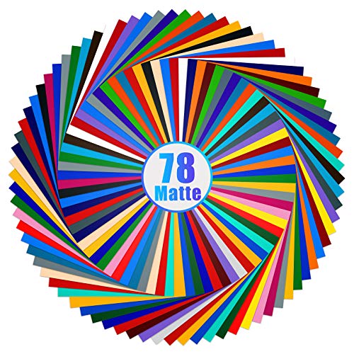 Lya Vinyl 78 Pack Matte Permanent Adhesive Vinyl, 39 Matte Colors Vinyl Sheets for Cricut and Silhouette, Party Decoration, Sticker, Craft Cutter, Car Decal
