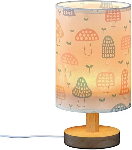 Lámparas de mesa de cama laterales para espacios pequeños, lindas setas del bosque, luces para visión nocturna, oficina en casa