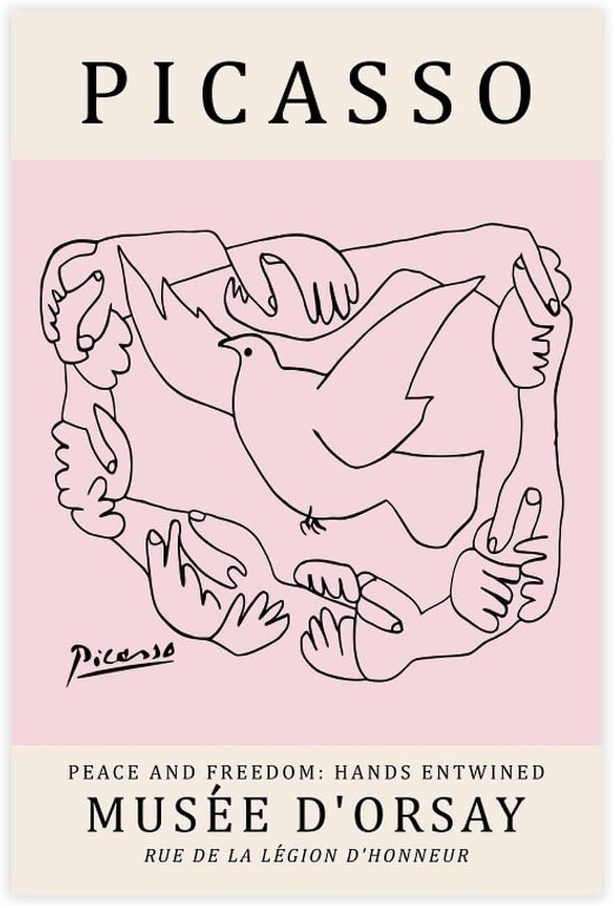 QSDTGHUIKP Pablo Picasso Posters Dove of Peace Prints 40x60cm Frameles Canvas Wall Art Decor