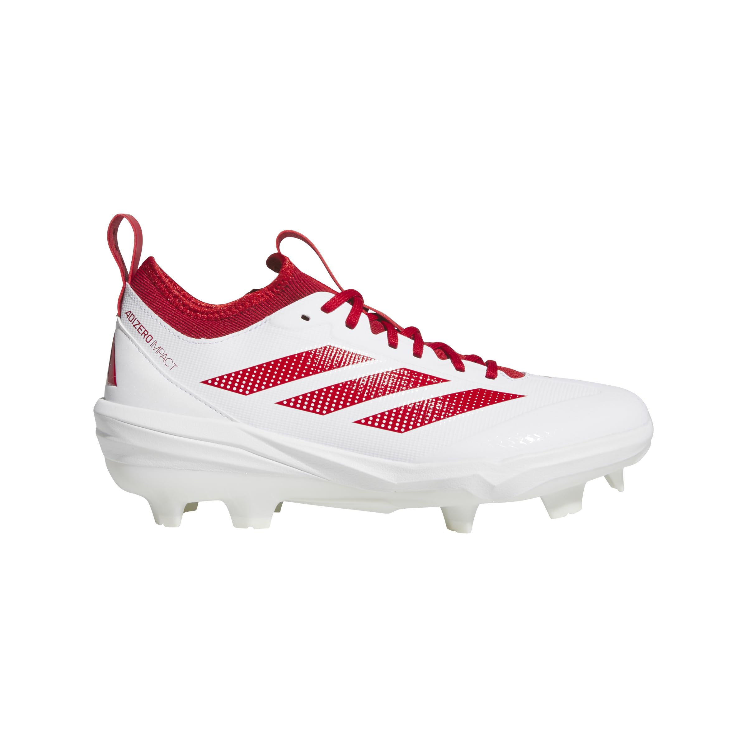adidas Men's Adizero Impact 2.0 TPU Baseball Sneaker, White/Team Power Red/Team Power Red, 13.5