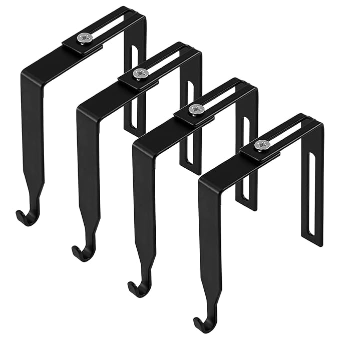 vokoko 4 Pcs Adjustable Cubicle Hangers Over Door Hook Metal Black Cubicle Hooks Picture Hanger