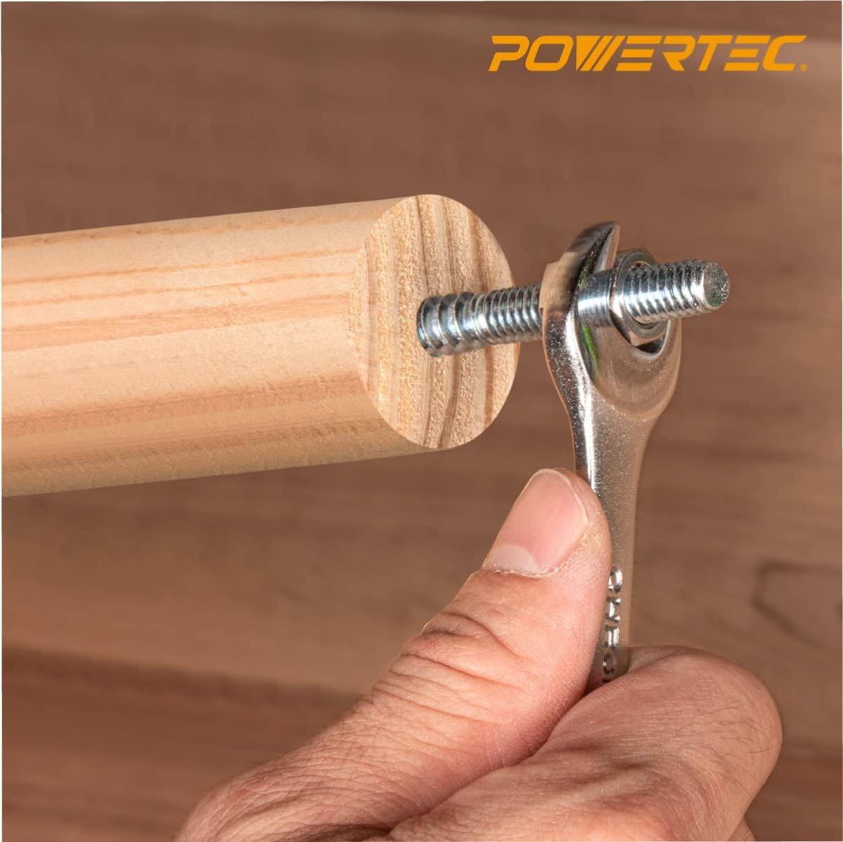 POWERTEC QHB1003 Hanger Bolts 3/8-16 x 3 Inch, with 2 Piece Bolt Installation Hex Nuts (Pack of 50)