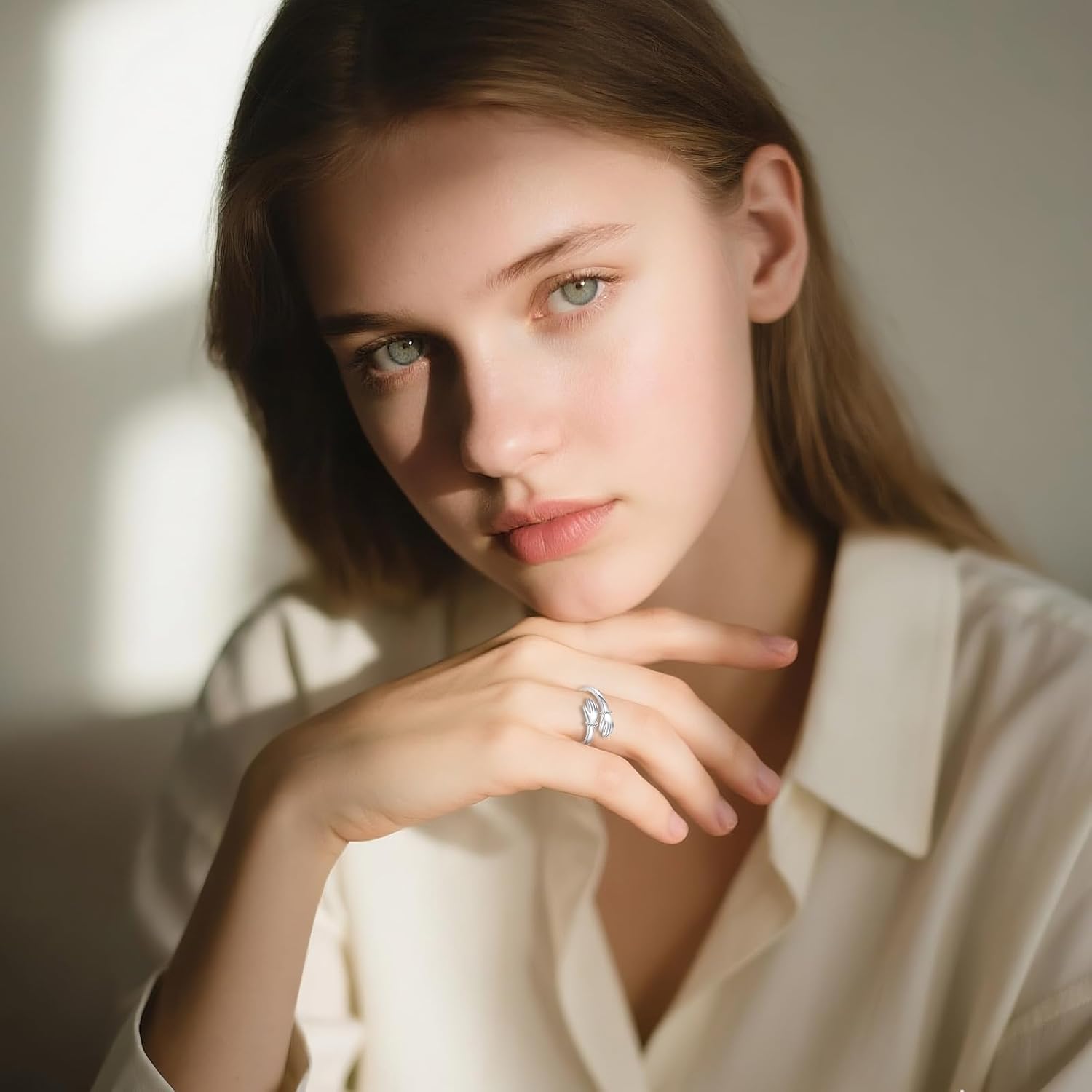 YFN Hug Ring Sterling Silver Always With You Hope Hug Adjustable Size 7 Ring Friendship Jewelry Gifts for Women - Image 2