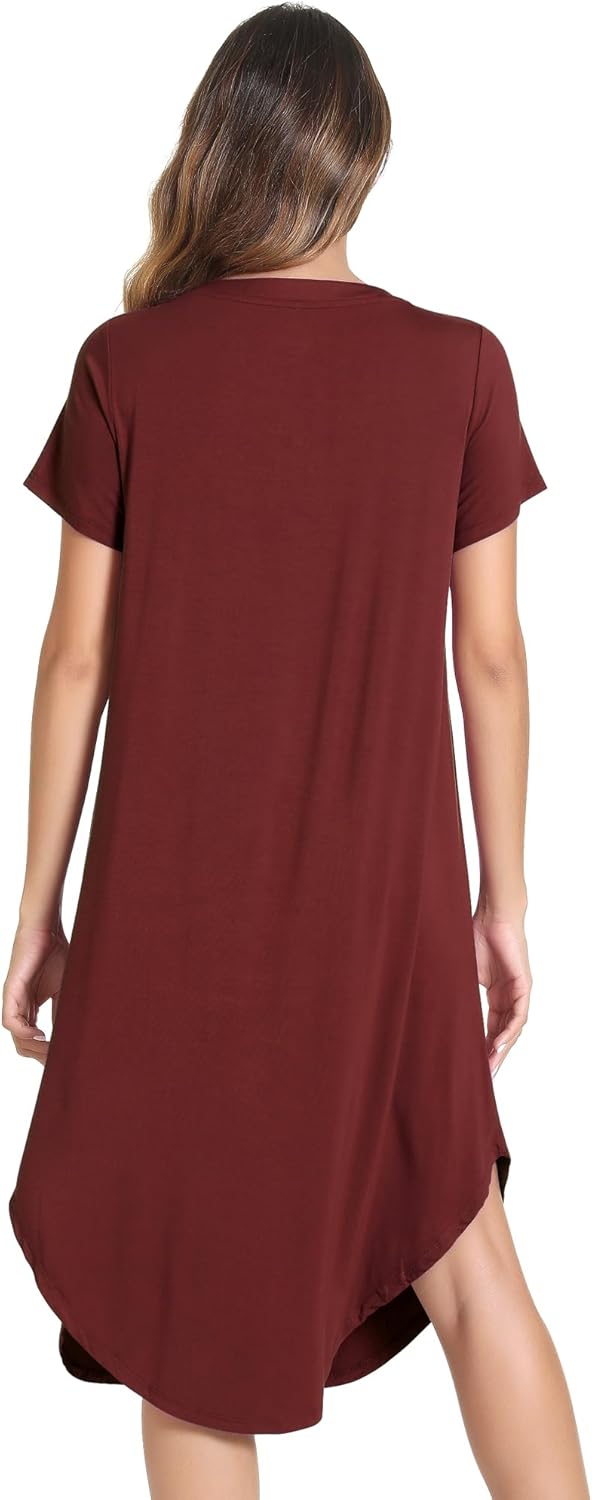 NACHILA Nightgowns for Women-Viscose Made from Bamboo, Short Sleeve Night Gown Cool Night Shirts Pleated Sleepwear - Image 3