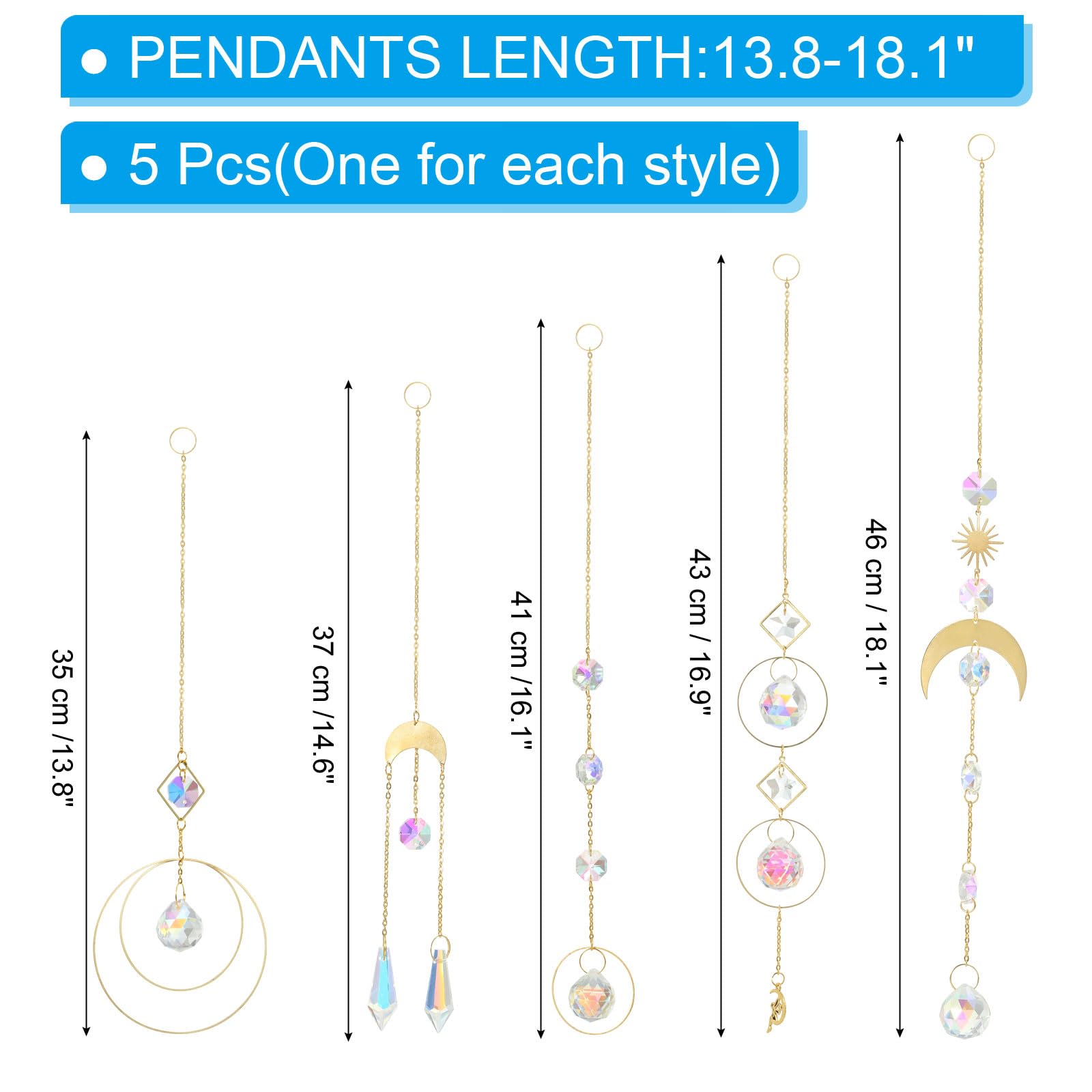 PATIKIL Crystal Suncatcher, 1 Set Hanging Colorful Crystals Prism with Chain for Windows Decor Rainbow Patio Garden - Image 2