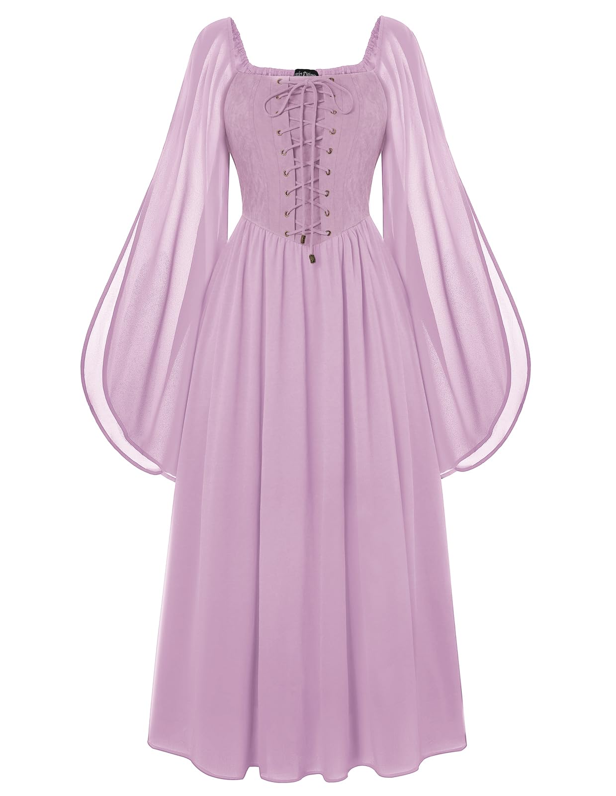 Scarlet Darkness Renaissance Costume Women Pirate Dresses Split Bell Sleeve Medieval Ren Faire Dress with Pockets