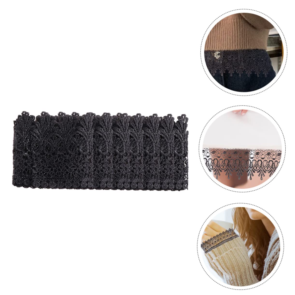 Operitacx 3piezas Encaje De Poliester Negro Para Manualidades Accesorio De Ropa Cinta Decorativa Para Boda y Eventos Surtido De Yardas