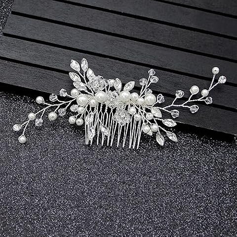 Clysburtuony Pearl Hair Comb Bridal Headpiece Cover