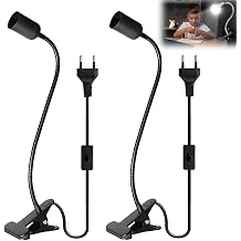 GBKDQQ Pack of 2 Lamp Holder E27 with Clip Clamp Lamp with Switch and Plug Clamp Light with 360  Adjustable Gooseneck E27 Socket for Gooseneck Lamp Desk Lamp Reading Lamp [Energy Class F]