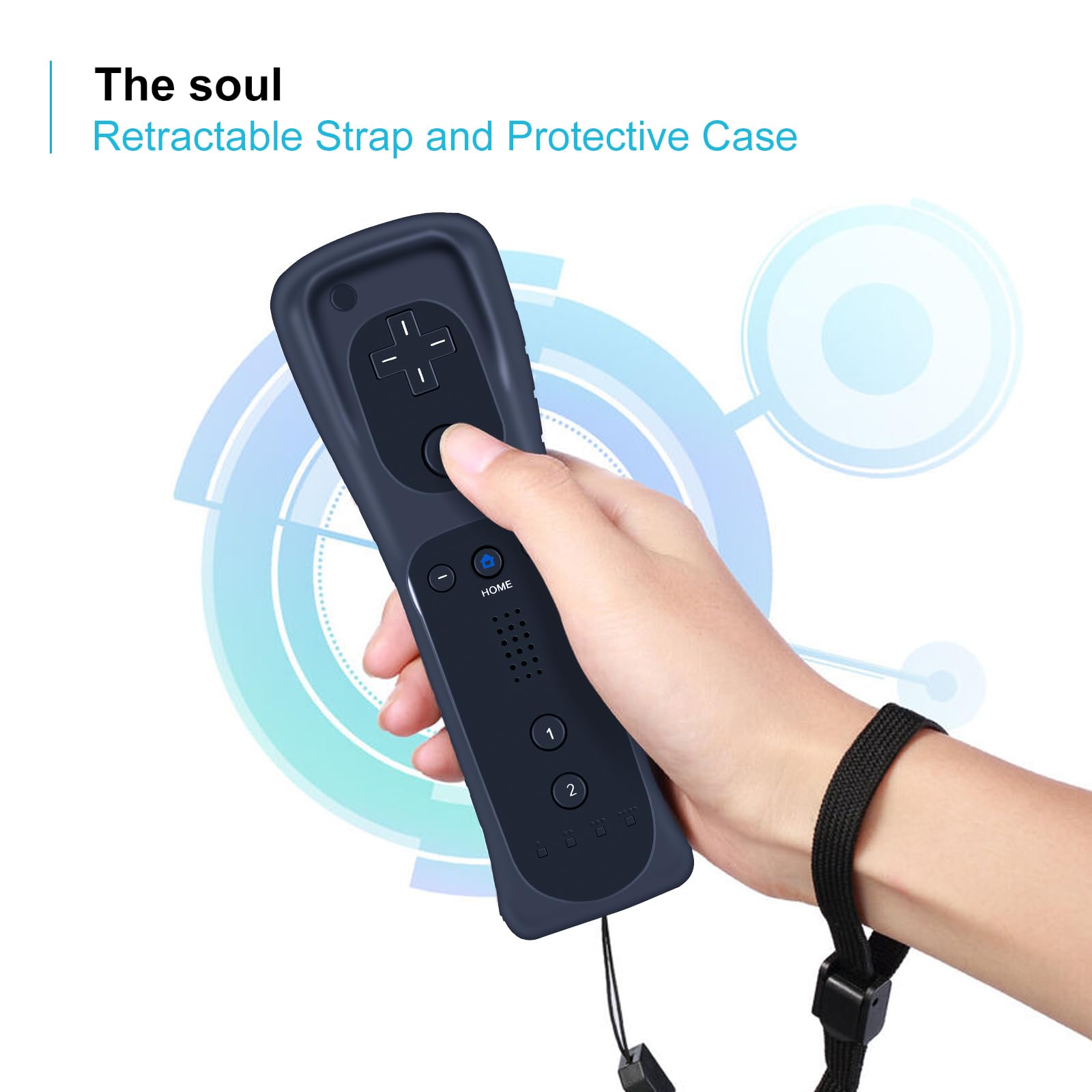 TCNOUMT Replace Game Remote Control Compatible with Nintendo Wii/Wii U, with Silicone Case, Black