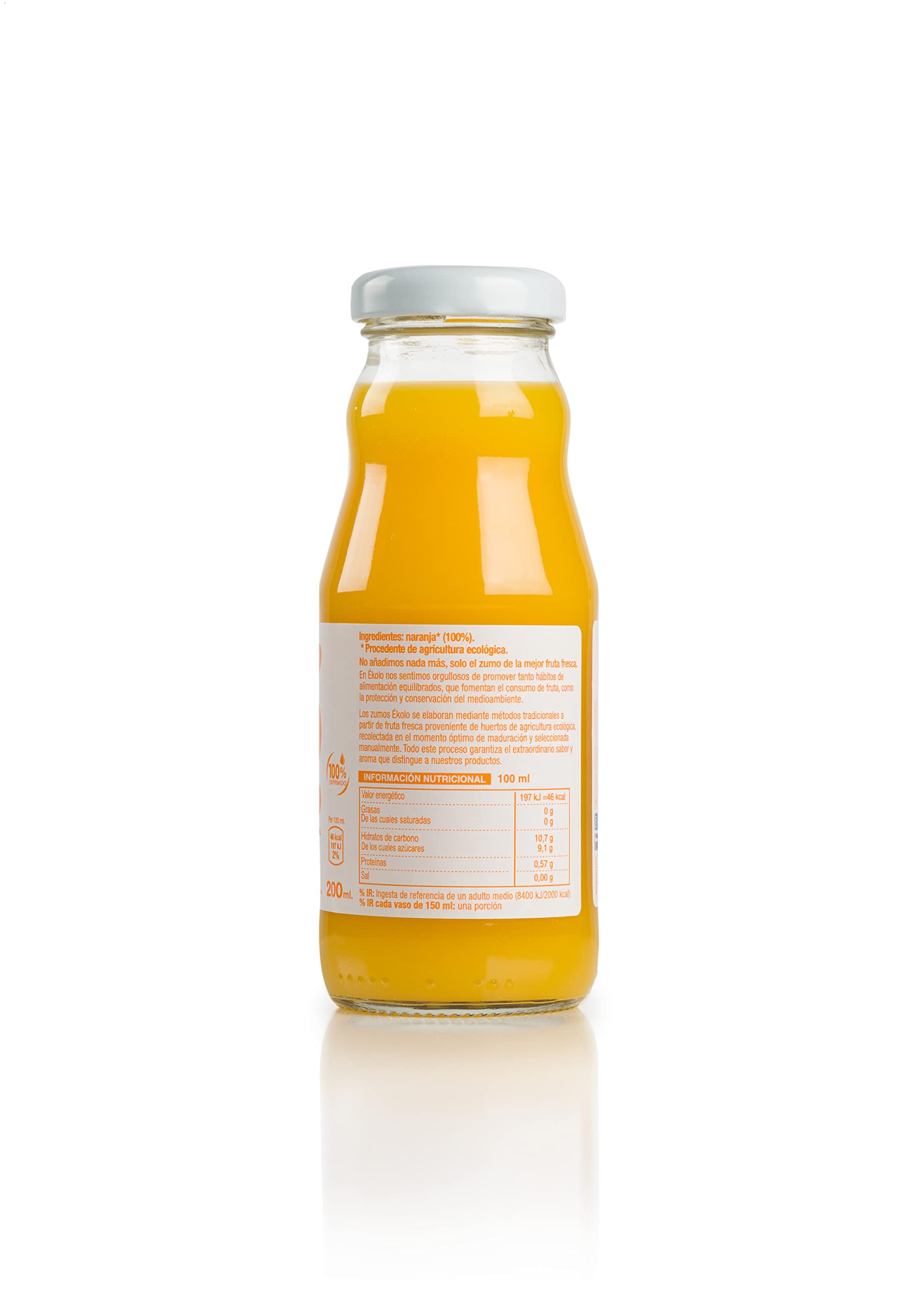 Zumo de Naranja Ecológico 100% Exprimido 12 Botellas 200ml 2400ml
