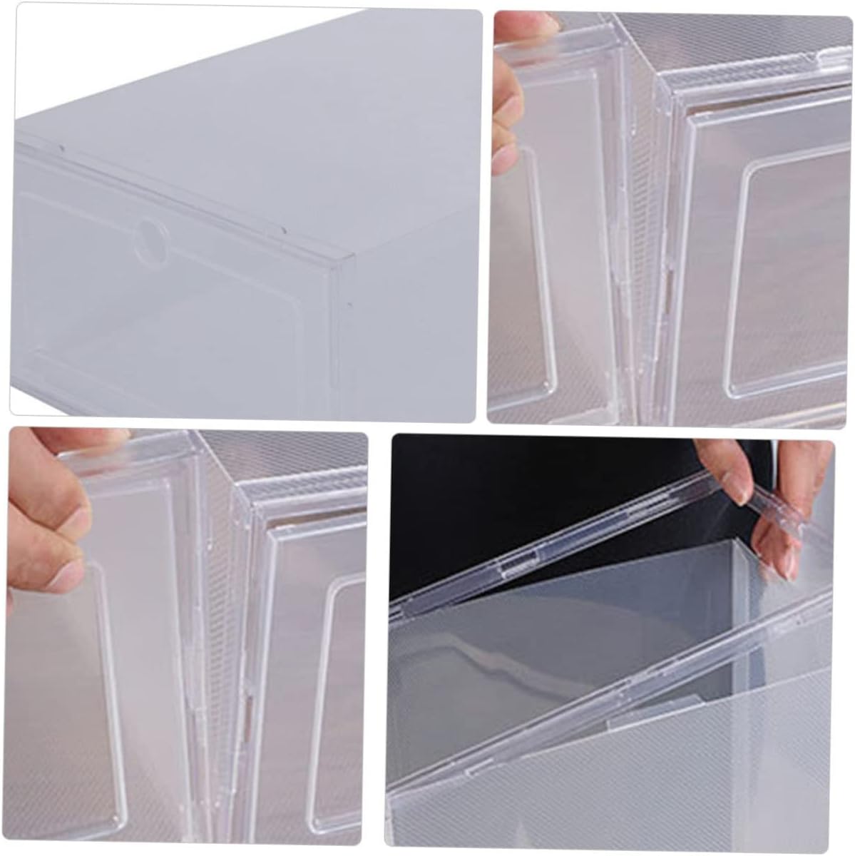 Cabilock 6pcs Plastic Shoes Storage Box Lids Stackable Shoe Boxes for Storage Easy to