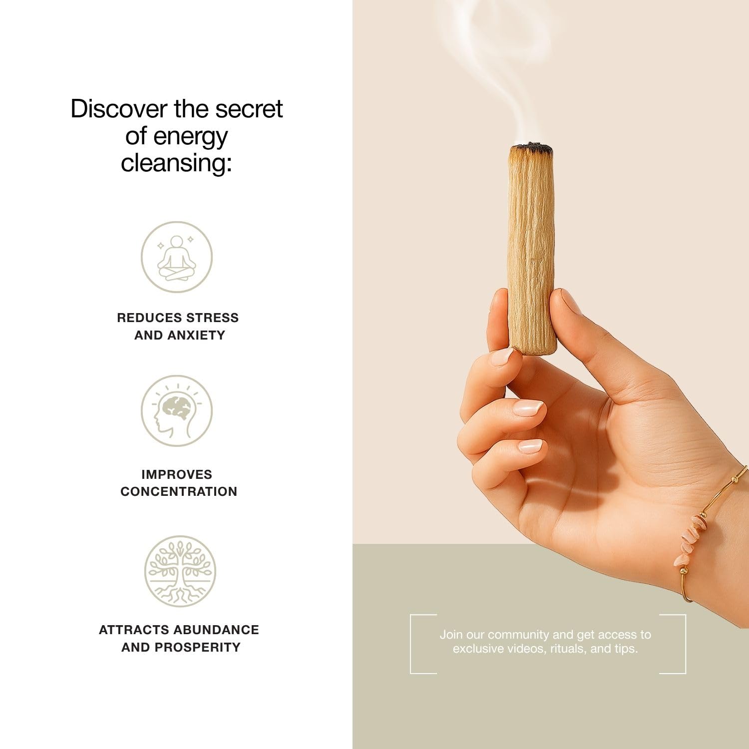 Zestaw do oczyszczania energetycznego: 4 Palo Santo, 1 biała szałwia, bransoletka jako prezent + selenit (cyfrowa zawartość QR) – naturalne i idealne do medytacji, jogi, rytuałów duchowych