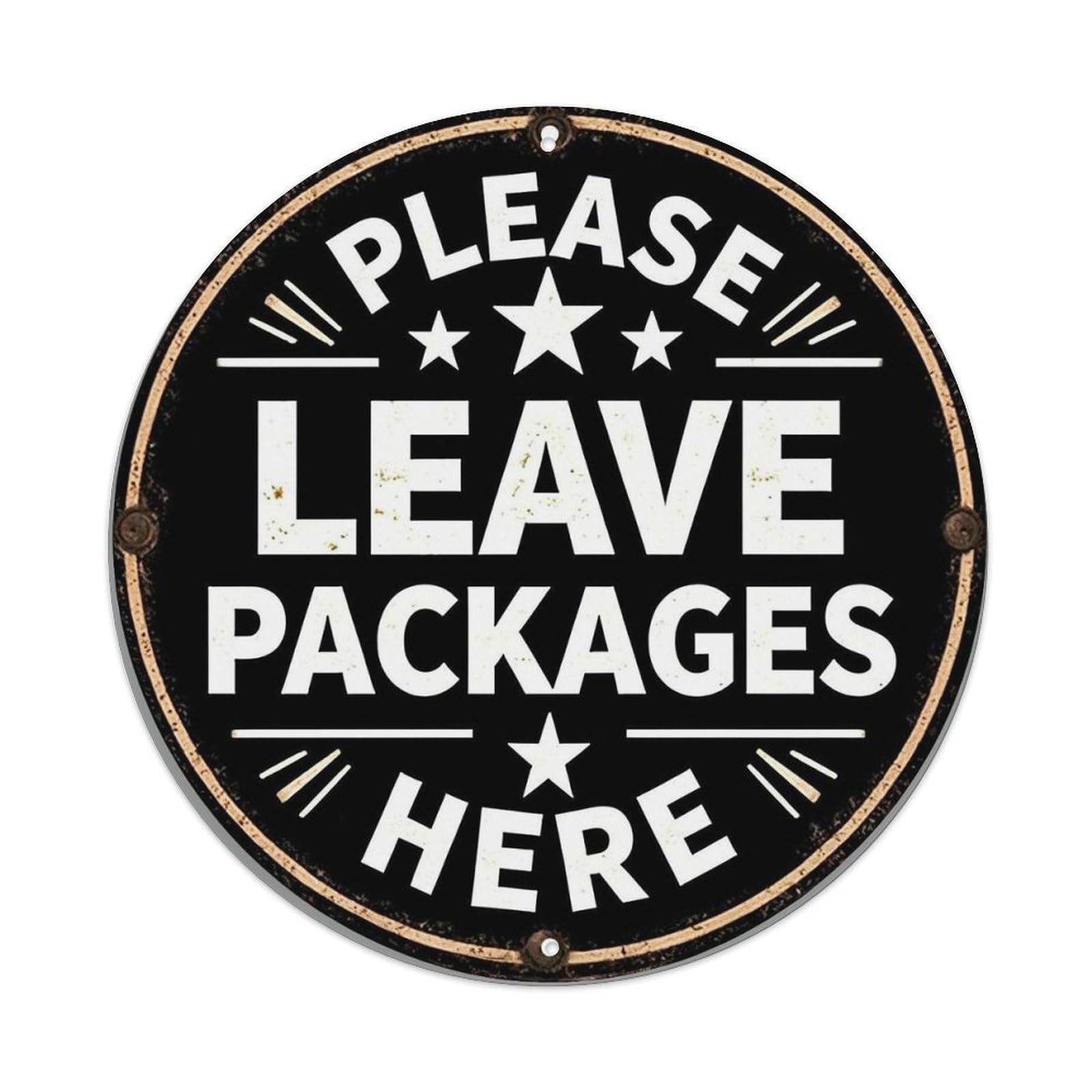 Please Leave Packages Here Round Tin Sign Vintage Metal Sign Home Bar Garden Indoor & Outdoor Wall Decor Retro Metal Poster 8x8 Inch