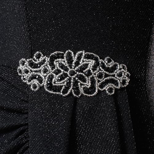 Alex Evenings Women's Long Metallic 3/4 Sleeve Mother of The Bride Gown with Square Neck & Side Slit, Formal Dress3