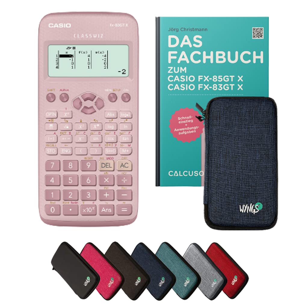 Casio fx-83GT X Incl. Funda Protectora Azul y Libro especializado (64 páginas, DIN A5) – Calculadora científica – Smart Set (Alemán)