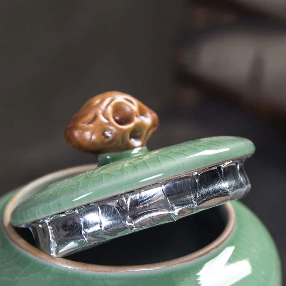 Urna per cremazione per cenere, urna ricordo per adulti e animali domestici, piccole urne commemorative in ceramica fatta a mano a casa o al cimitero (verde)