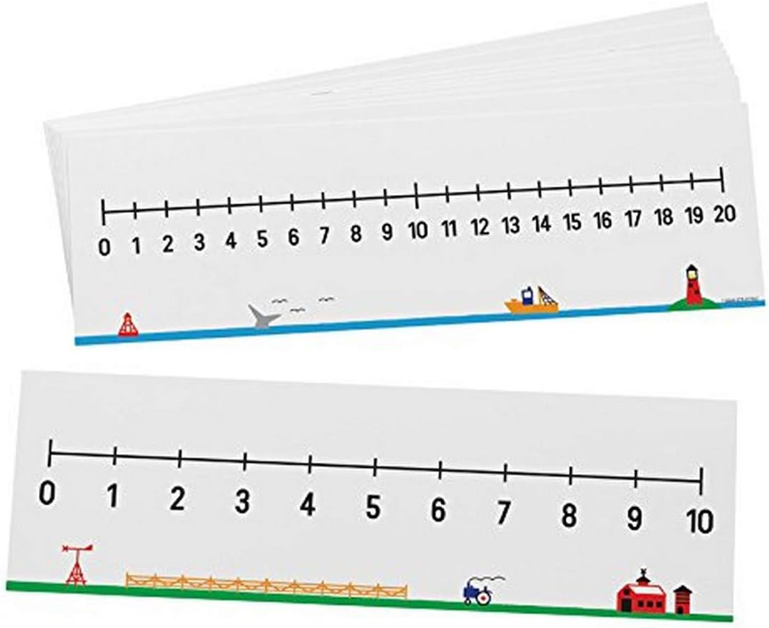 Didax Write-On/Wipe-Off Number Lines 0–10 & 0–20 – Double-Sided Dry-Erase Math Tool for Early Learners, Set of 10