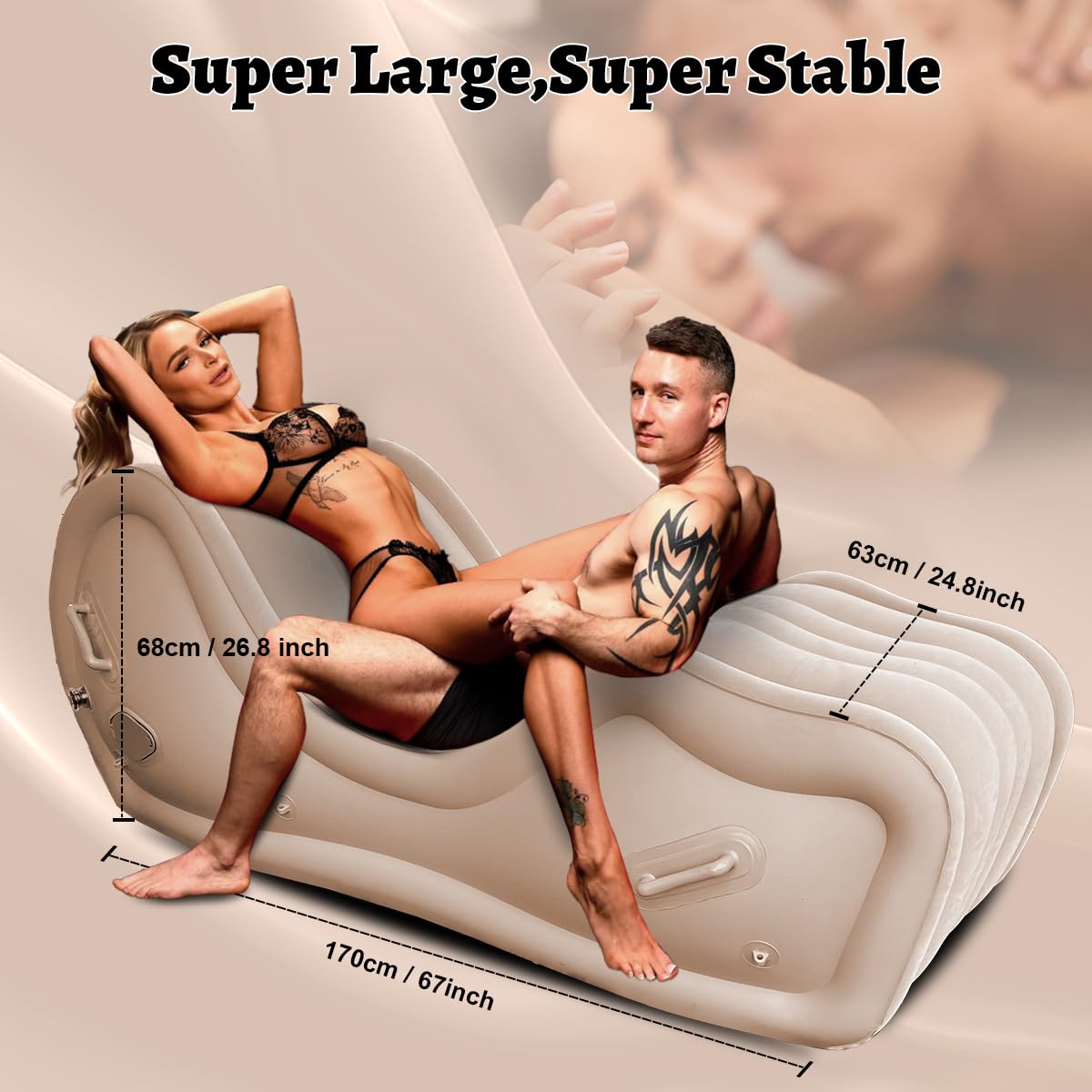 Sexe Canapé Meubles pour Couples Gonflable Sexe Bondage Canapé Chaise avec Pompe à air intégrée G Spot Position BDSM Coussin-lit pour Adultes Femmes Sexuelles Vergnügen Khaki