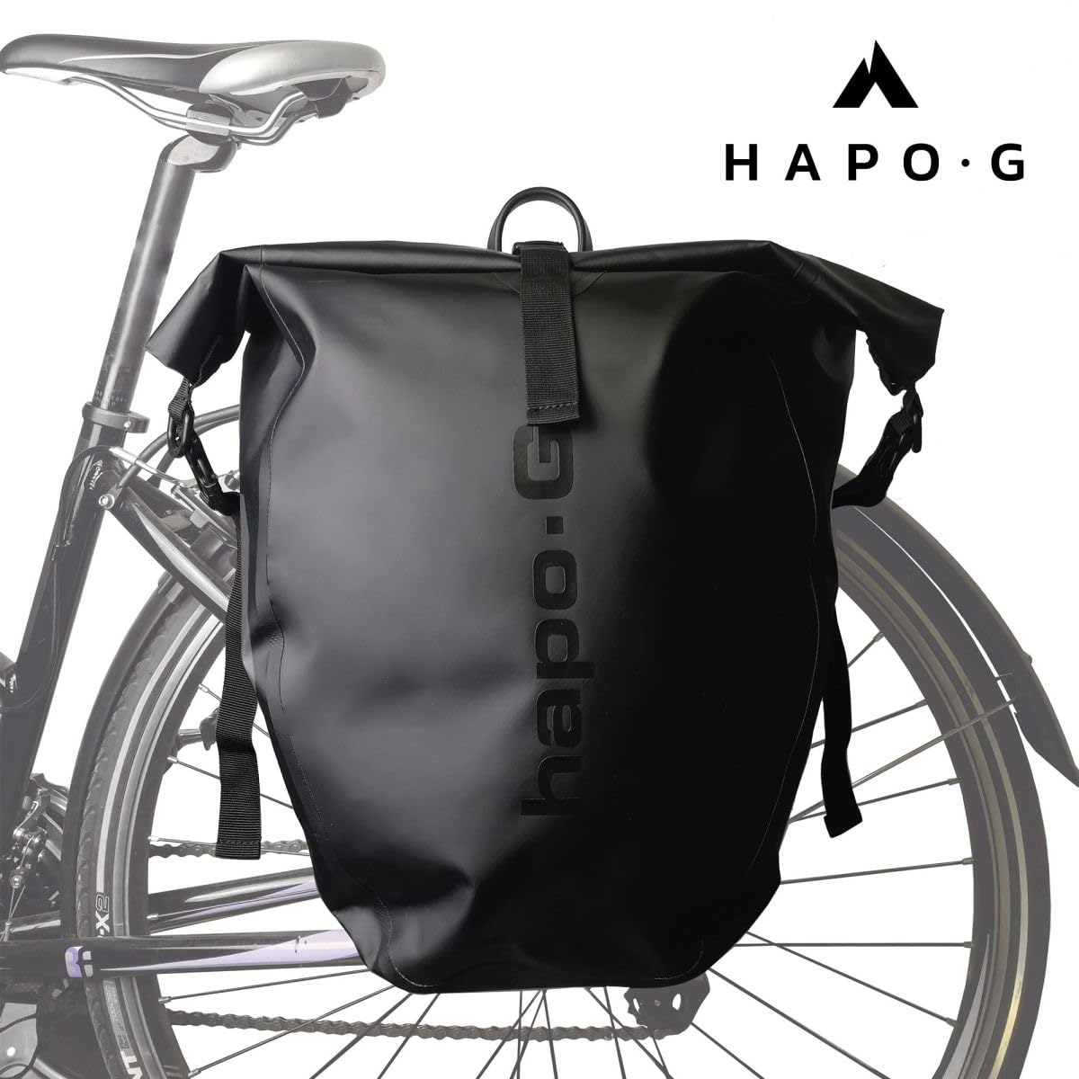 Hapo-G - Sacoche vélo Porte Bagage arrière - Accessoire vélo, Velo Electrique (VAE), VTT, VTC, Ville - Grande capacité de 20L - Noir - 40 x 16 x 30 cm