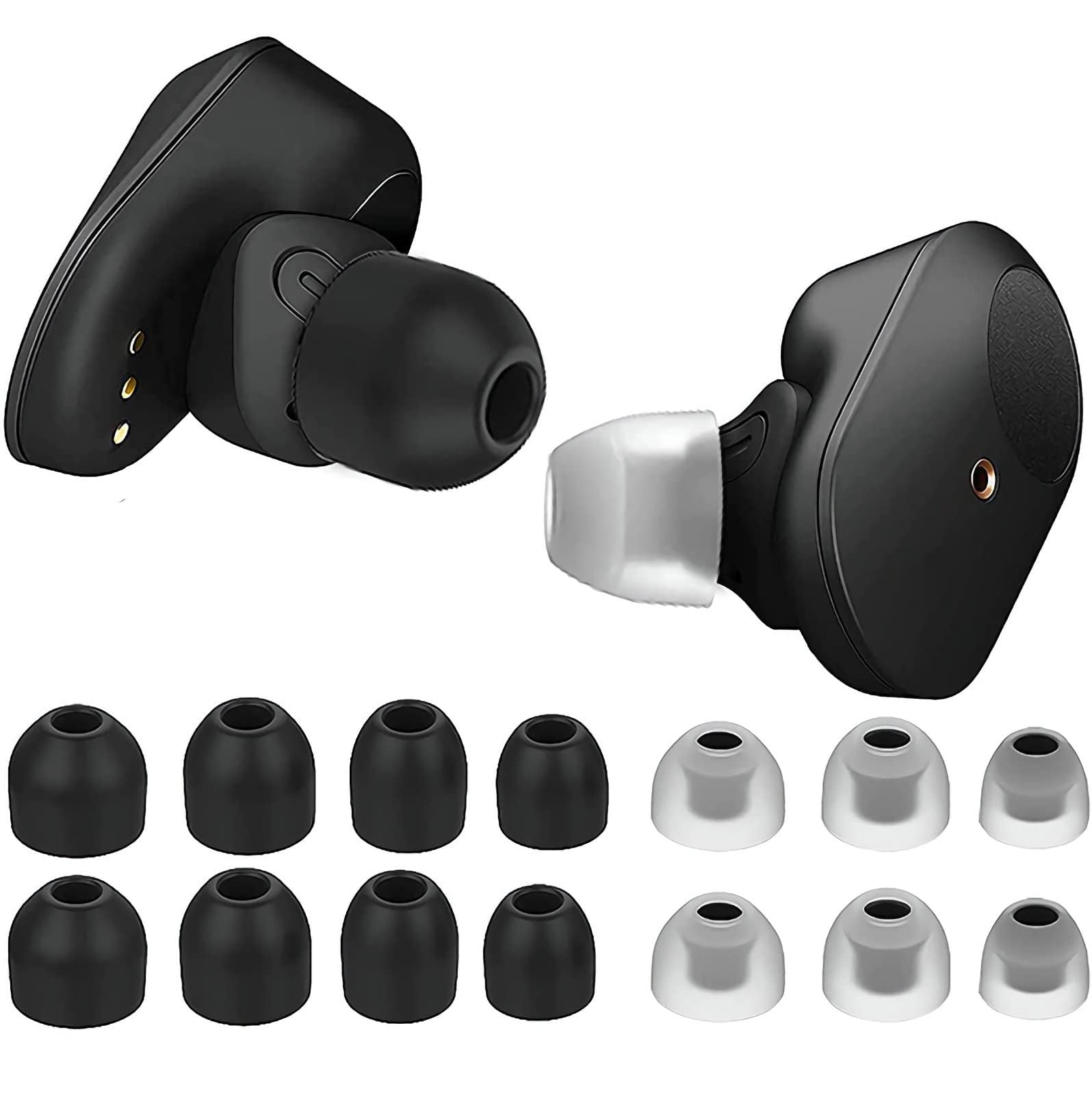 MAKINGTEC Silicone Ear Plugs Accessories for Sony WF-1000XM4/WF-1000XM3 Eartips in-Ear Earbuds Silicone Soft Ear Cushions Tips Covers Eargels for WF-1000XM4 Headphones 7Pairs (Black)
