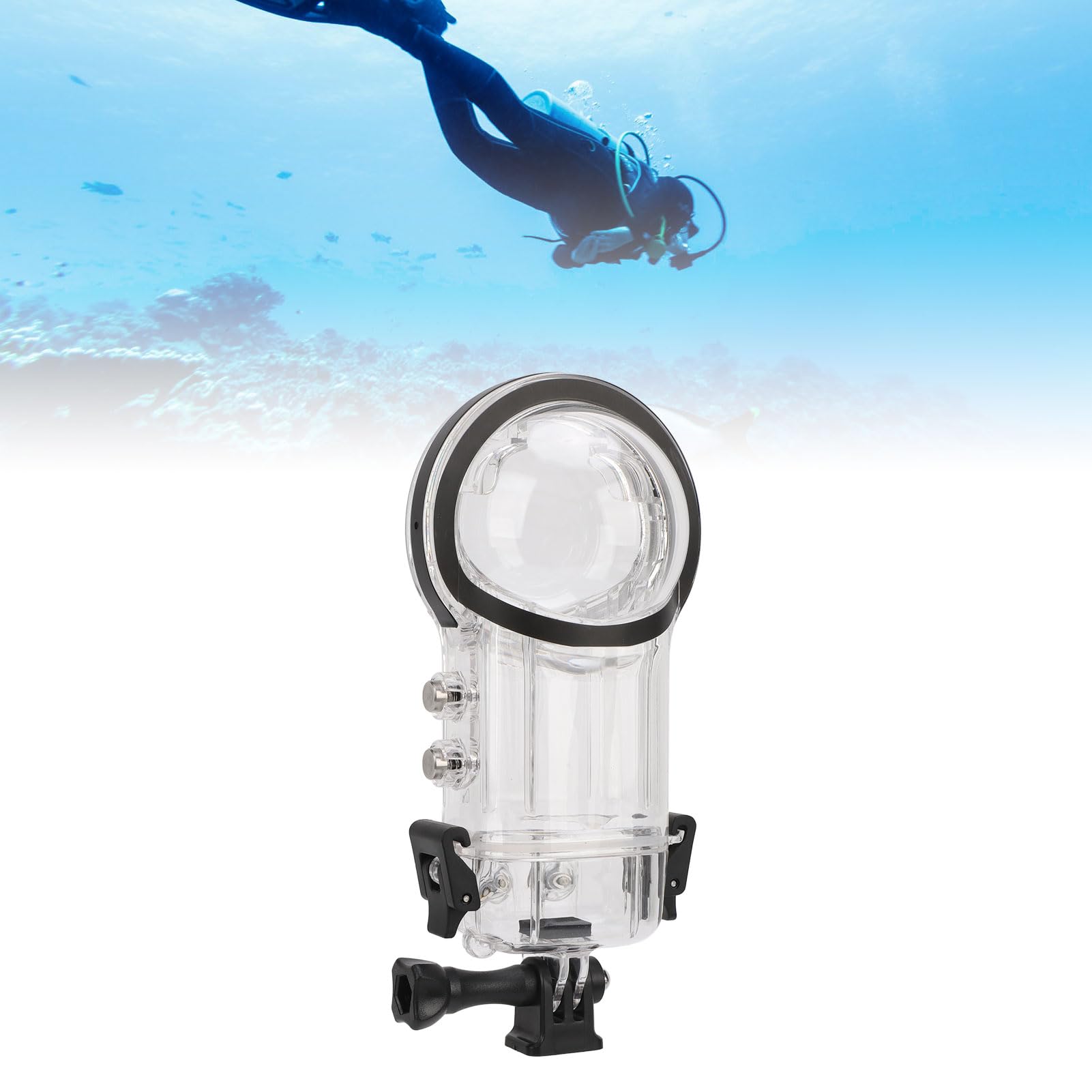 Custodia Impermeabile, Custodia Subacquea con Lente Ottica Sferica Subacquea da 50 M, Panoramica a 360 Gradi, Protettiva con Adattatore a Sgancio Rapido per lo Snorkeling, il Surf, il Nuoto