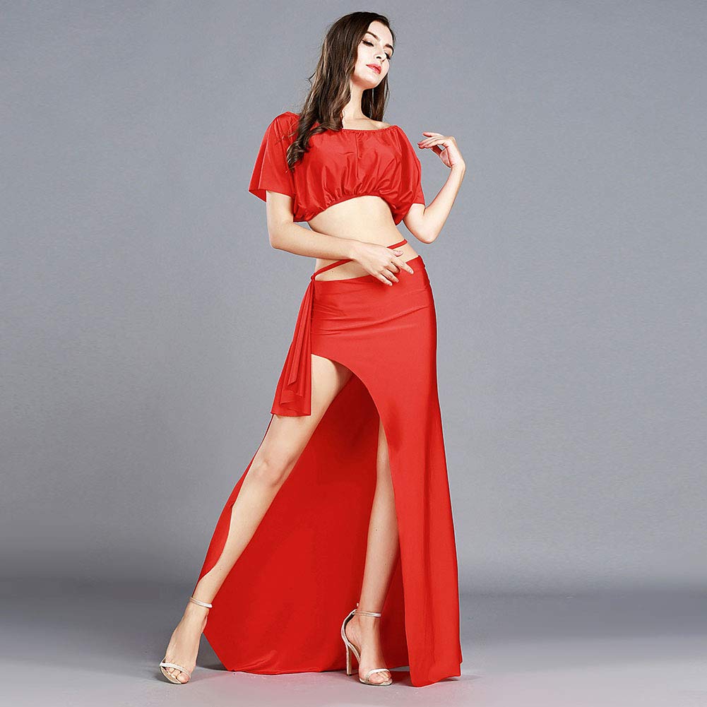 ROYAL SMEELA Danse du Ventre Tops Jupes Suit Hauts Sexy Dos Nu Jupe Longue Costumes de Danse Orientale Femme Jupes Maxi Tenue Danse du Ventre Costume Danse Orientale vêtements de Danse du Ventre
