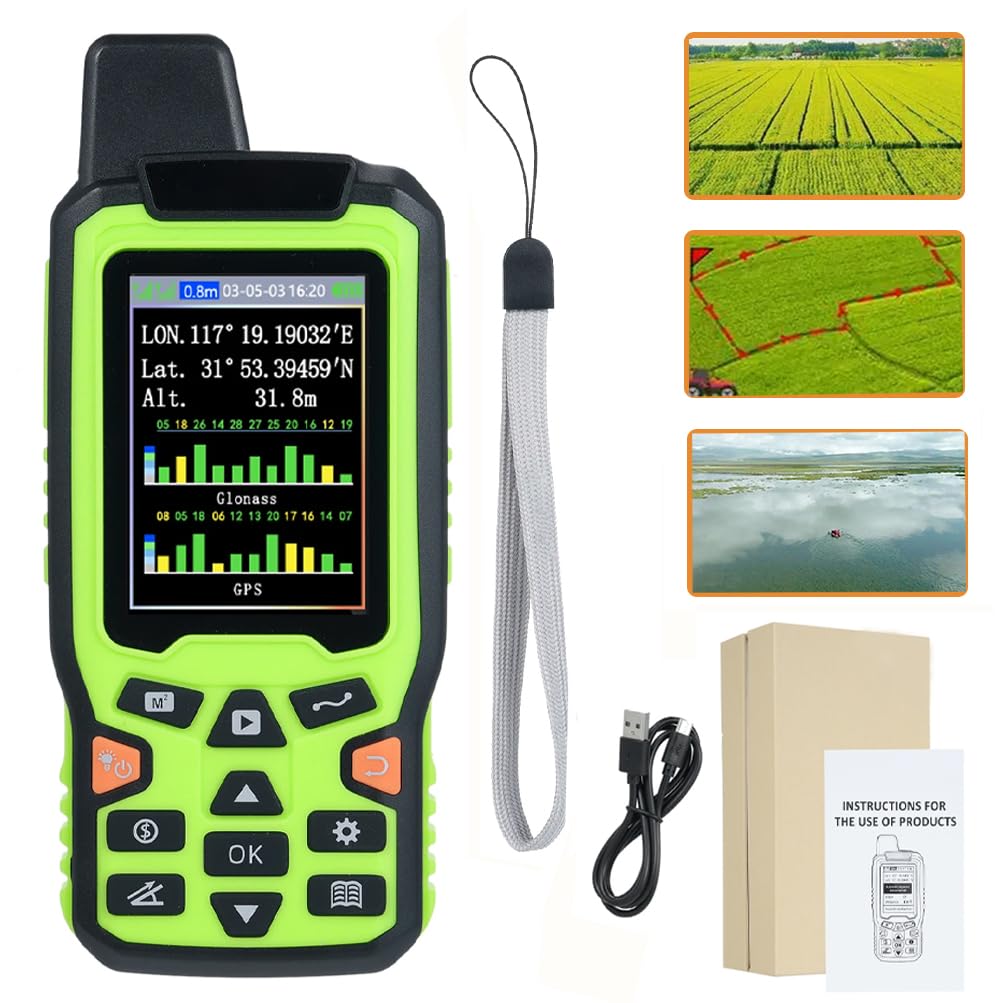 Compteur de superficie terrestre, Machine d'arpentage LCD de 2,4 Pouces, Mini Outil de Mesure de Terrain GPS portatif de Haute précision, Piste de Navigation GPS, Compteur de superficie terrestre,