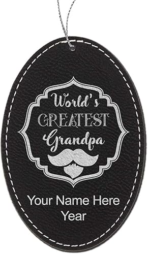 Miniatura 6 de LaserGram Personalized Christmas Ornament, World's Greatest Grandpa, Faux Leather, Custom Laser Engraved Gift Idea (Oval Shape, Gray) Grey,Black