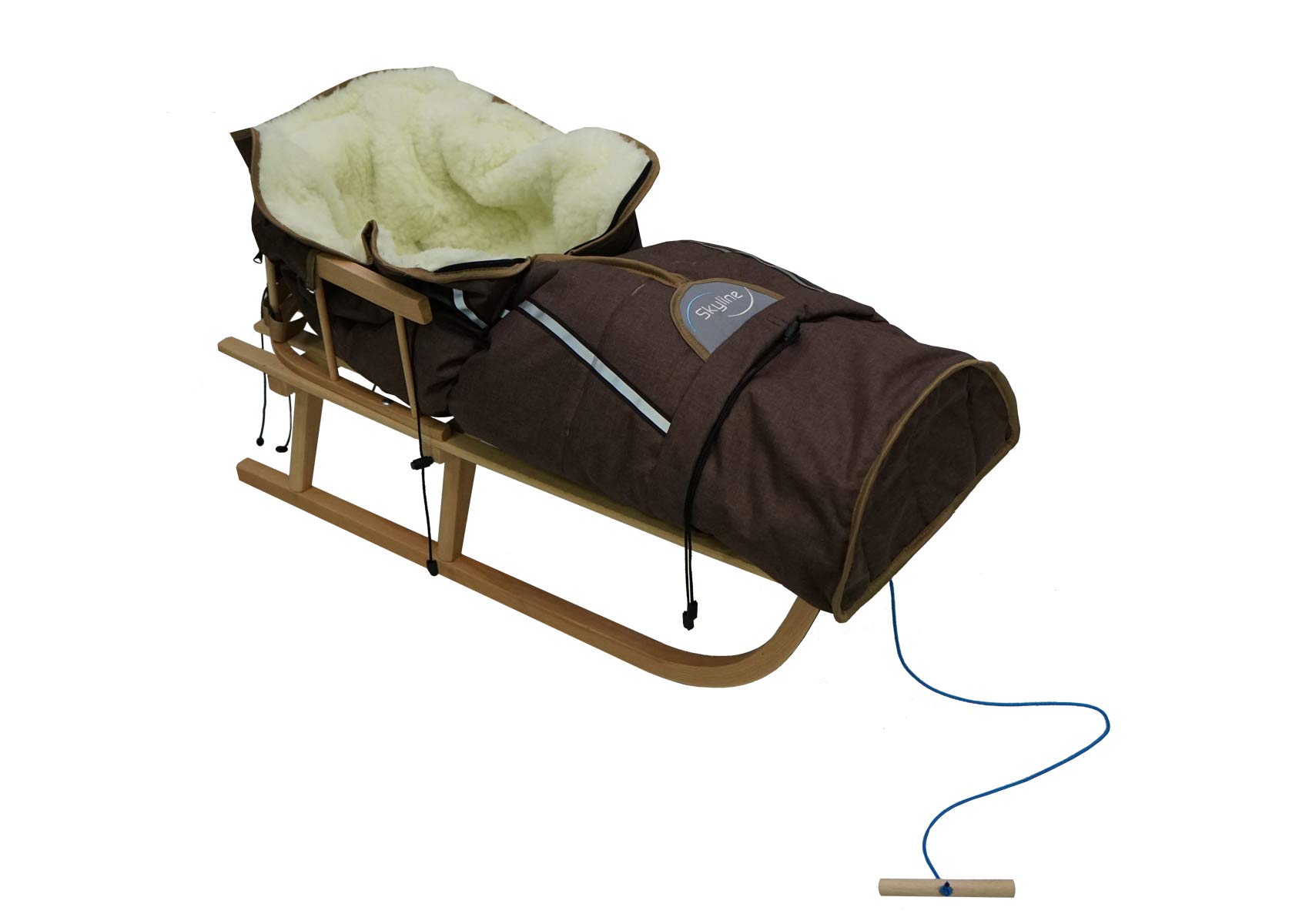 Luge en Bois pour Enfants avec Dossier - Luge Davoser en Bois avec Ceinture de sécurité, Dossier et chancelière d'hive