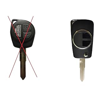 Abundance 2 Button Flip Key Compatible for Maruti Suzuki JIMNY Swift, Ritz, SX4, Dzire, WagonR, A-Star Grand Vitara, Baleno, Ignis etc (Key Cutting Required) (Not for Ciaz, S-Cross, Alto) - image, photos