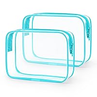 Vista 8 de Wedama Bolsa de aseo aprobada por la TSA, 4 bolsas de cosméticos con cremallera, accesorios de viaje de aeropuerto, bolsas de maquillaje de PVC