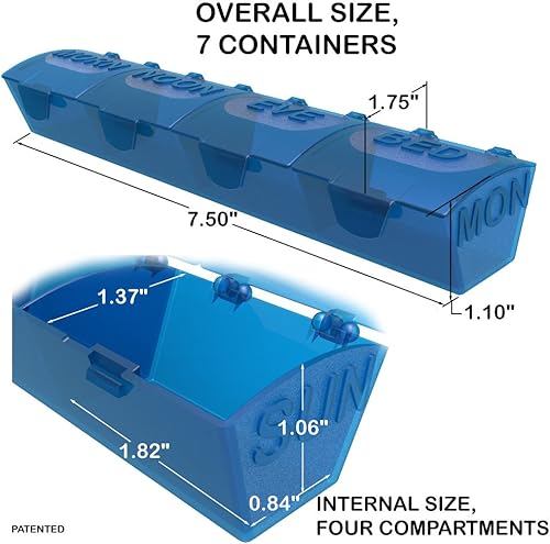 Miniatura 3 de 4Thought - Organizador de píldoras extra grande, diseño duradero, pastillero semanal para encimera, administrador médico de 7 días, XL