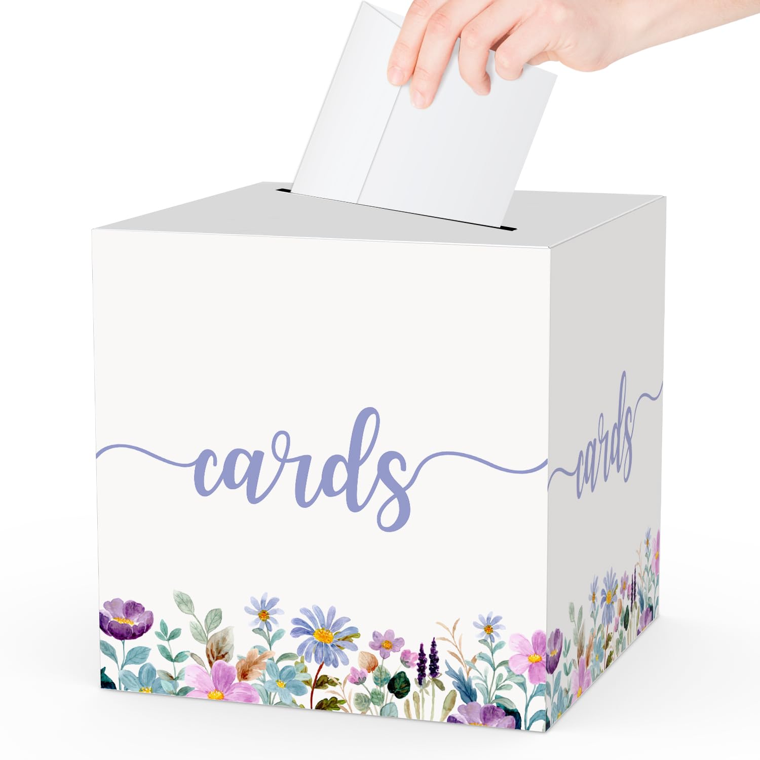 Floral Card Box, Gift or Money Box Holder Party Favor Supplies, Wildflowers Card Receiving Box for Birthday, Wedding Engagement, Bridal or Baby Shower