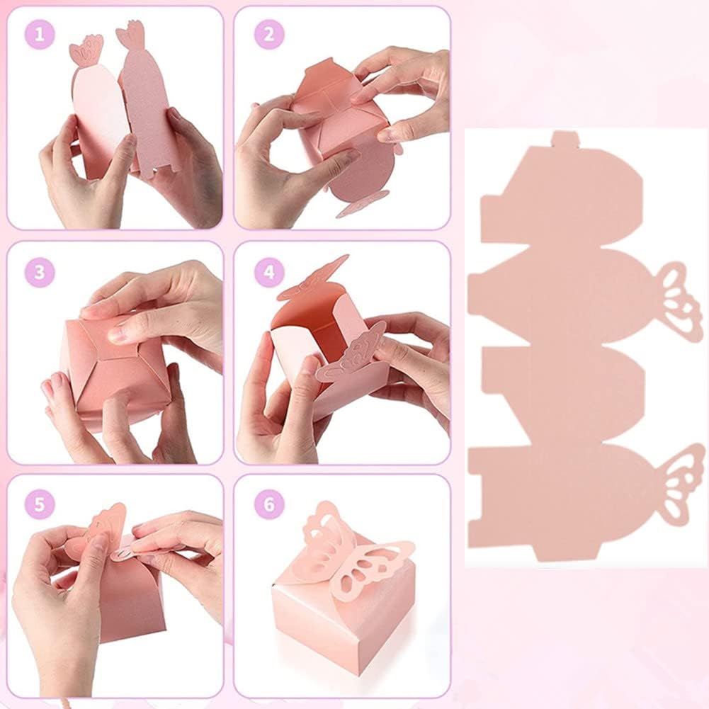 KUPOO 50PCS Small Pink Butterfly Favor Boxes Girl Baby Shower Candy Box Small Butterfly Gift Boxes Party Favors for Wedding Birthday - Image 3