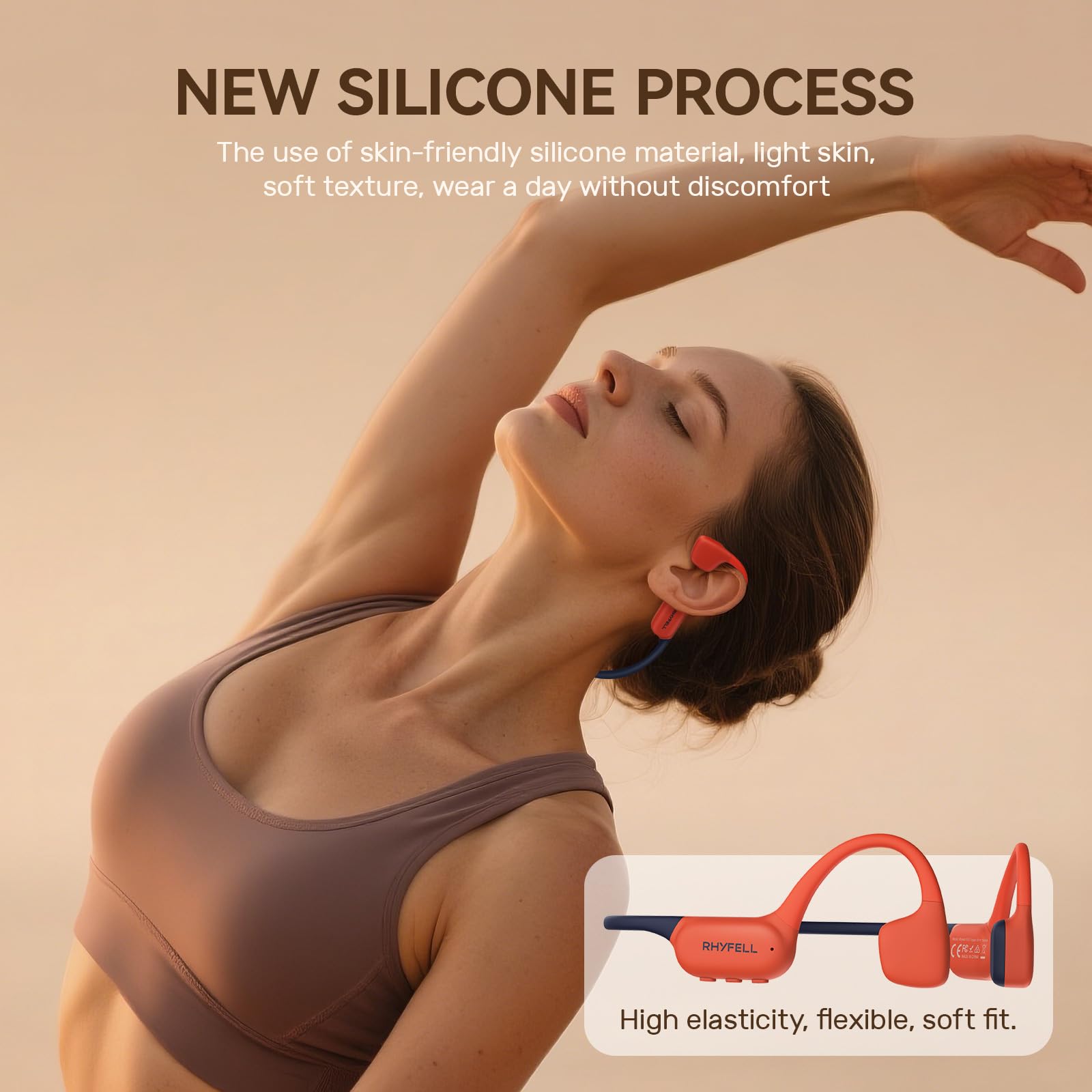 Cuffie a conduzione ossea, IP68, impermeabili, con modalità MP3, memoria da 32 GB, Bluetooth 5.4, design a orecchie aperte, vestibilità sicura per corsa, fitness e ciclismo