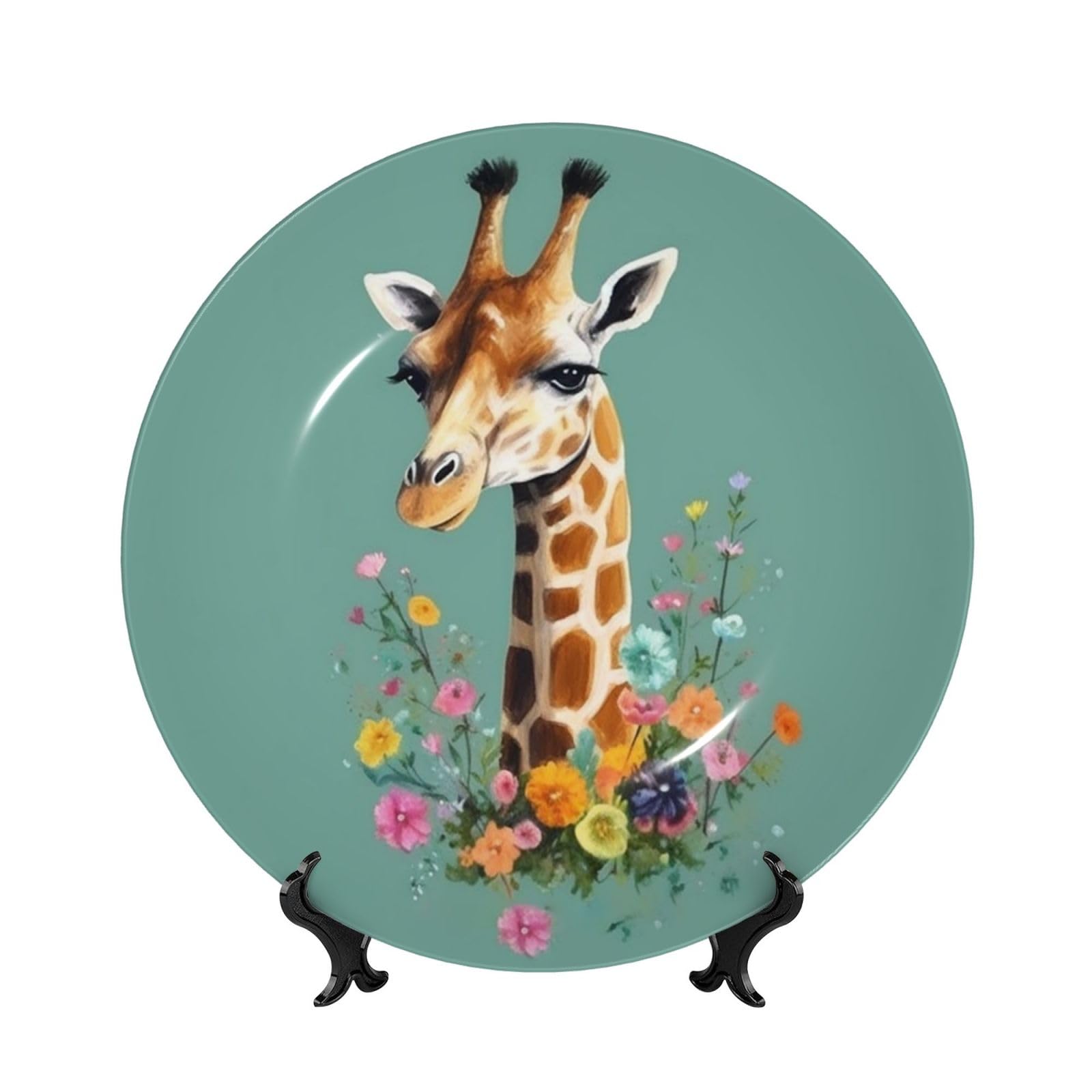 Assiette en porcelaine anglaise girafe faite main de 17,8 cm
