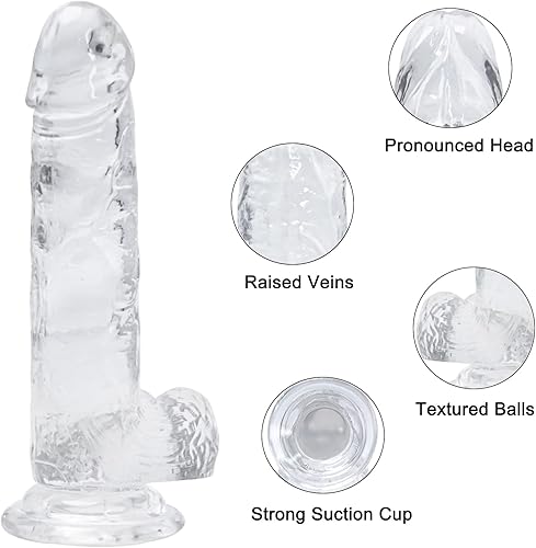 Miniatura 2 de Consolador realista de 8 pulgadas juguete sexual suave y realista para adultos con ventosa fuerte para jugar con manos libres material seguro para