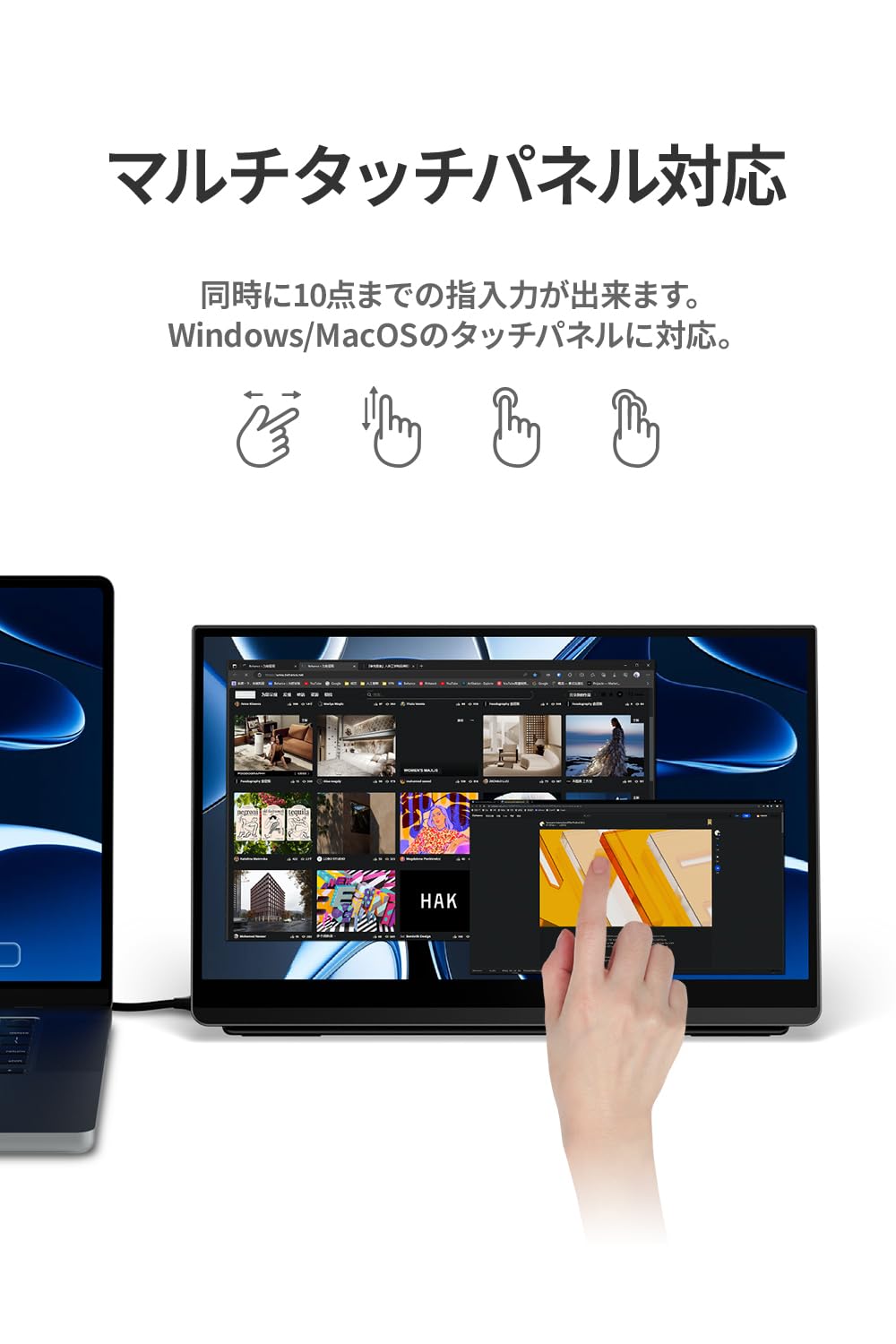 EWEI WQHD 144Hz タッチパネル LQG-156PW新品同様 EHOMEWEI モバイルモニター LQG-156PW ゲーミングモニター 15.6