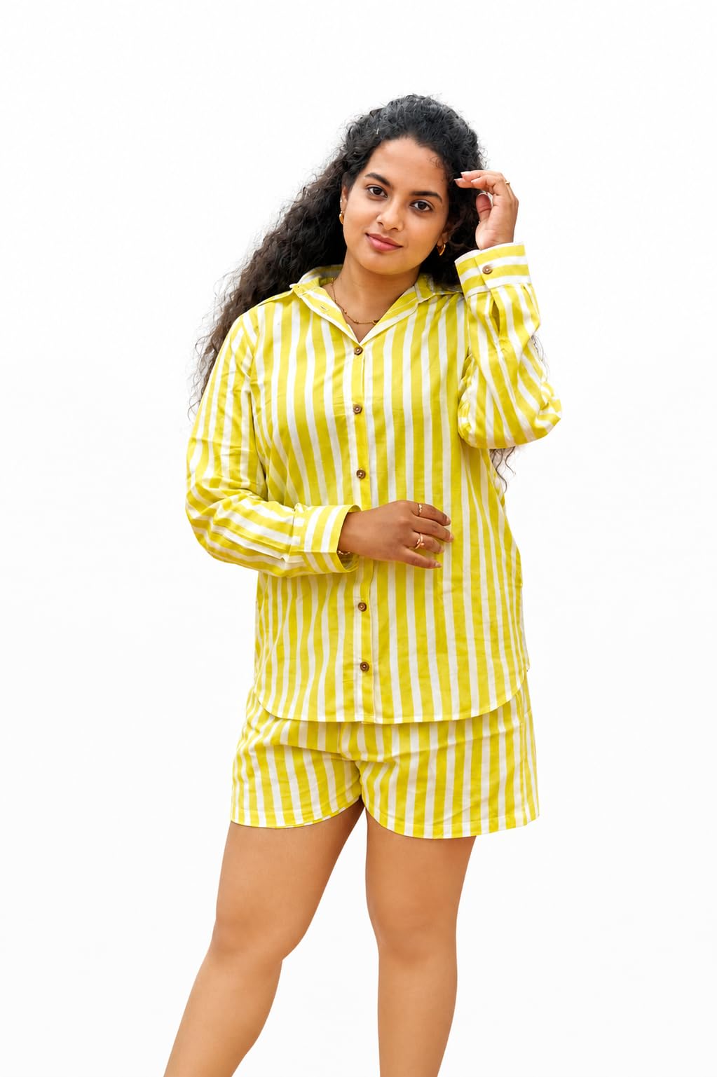 Fashions Women Yellow Co-Ord Set – Stylish Shorts and Shirt Set for Women, Casual Summer Wear, Lightweight Breathable Lounge Set, Trendy Two Piece Outfit for Daily & Vacation Wear-image-22