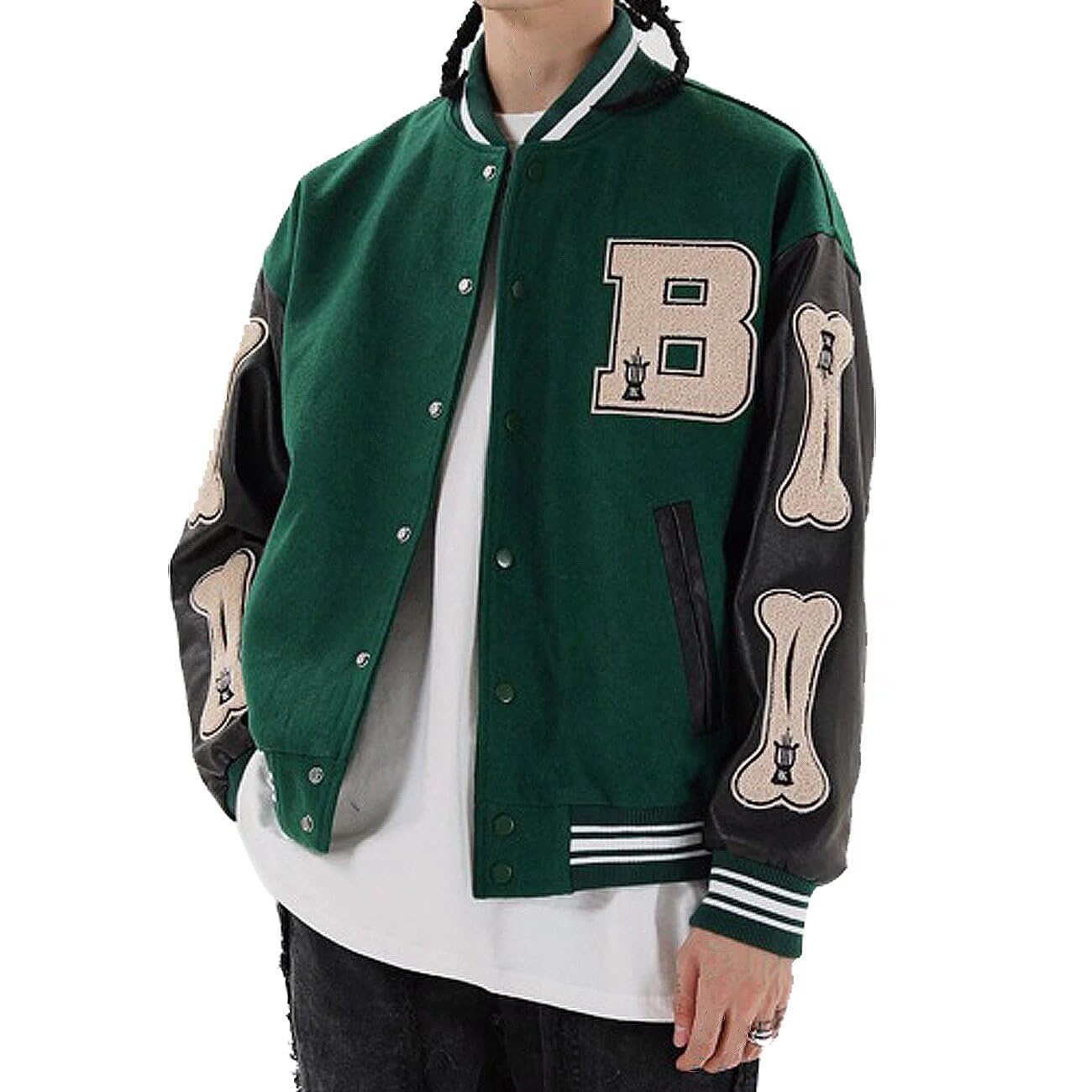 Amazon.com: Men's Varsity Jacket College Jacket Stitched Leather