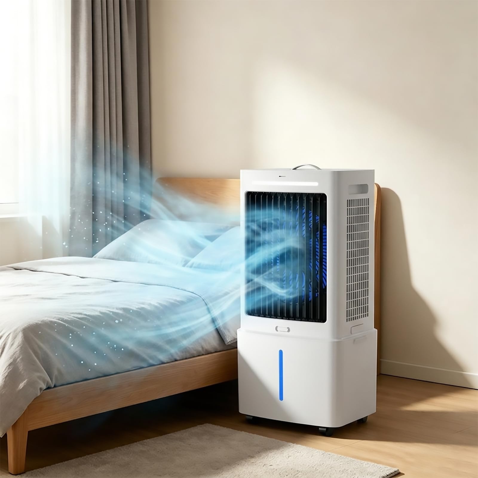 Portable Air Conditioners, Portable Air Cooler Fan, 3-in-1 Evaporative Cooling with 12L Tank & Ice Packs, 35dB Quiet, 120°Oscillation, for Home Office Bedroom, Pet-Friendly & Energy Saving